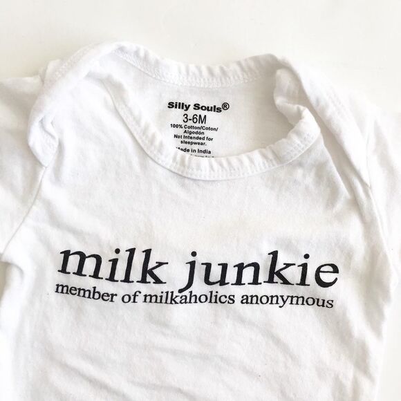 Silly Souls boobies/milk junkie onesie set EUC 3-6 - Picture 2 of 4